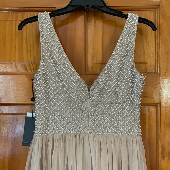 Adrianna Papell Anthropologie Champagne Bryce Beaded Gown Dress Sz 2 NWT - Picture 10 of 14